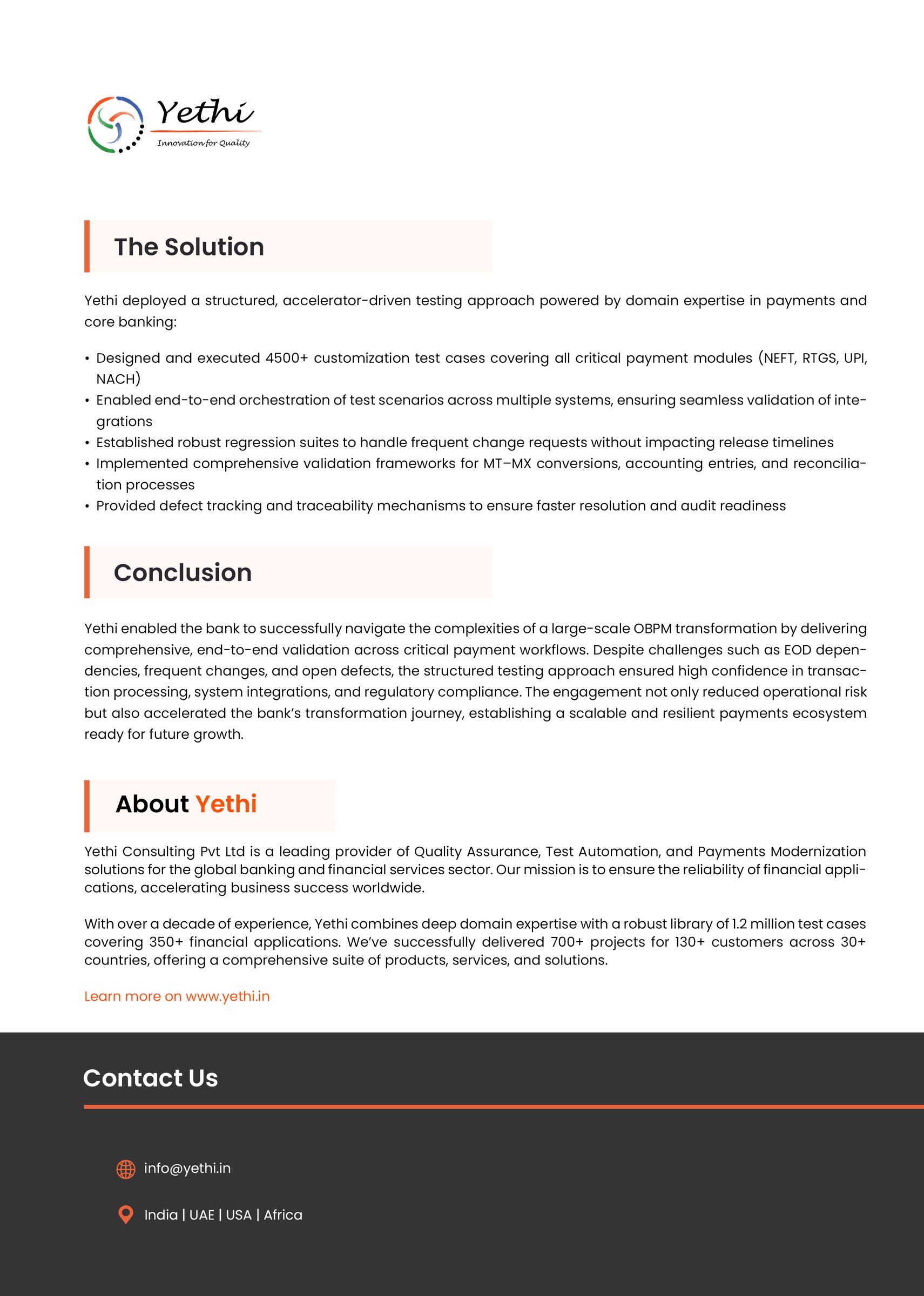 A Leading Indian Bank with 1.3M Customers Deliver Large-Scale OBPM Transformation with 4500+ Test Validations - page 2