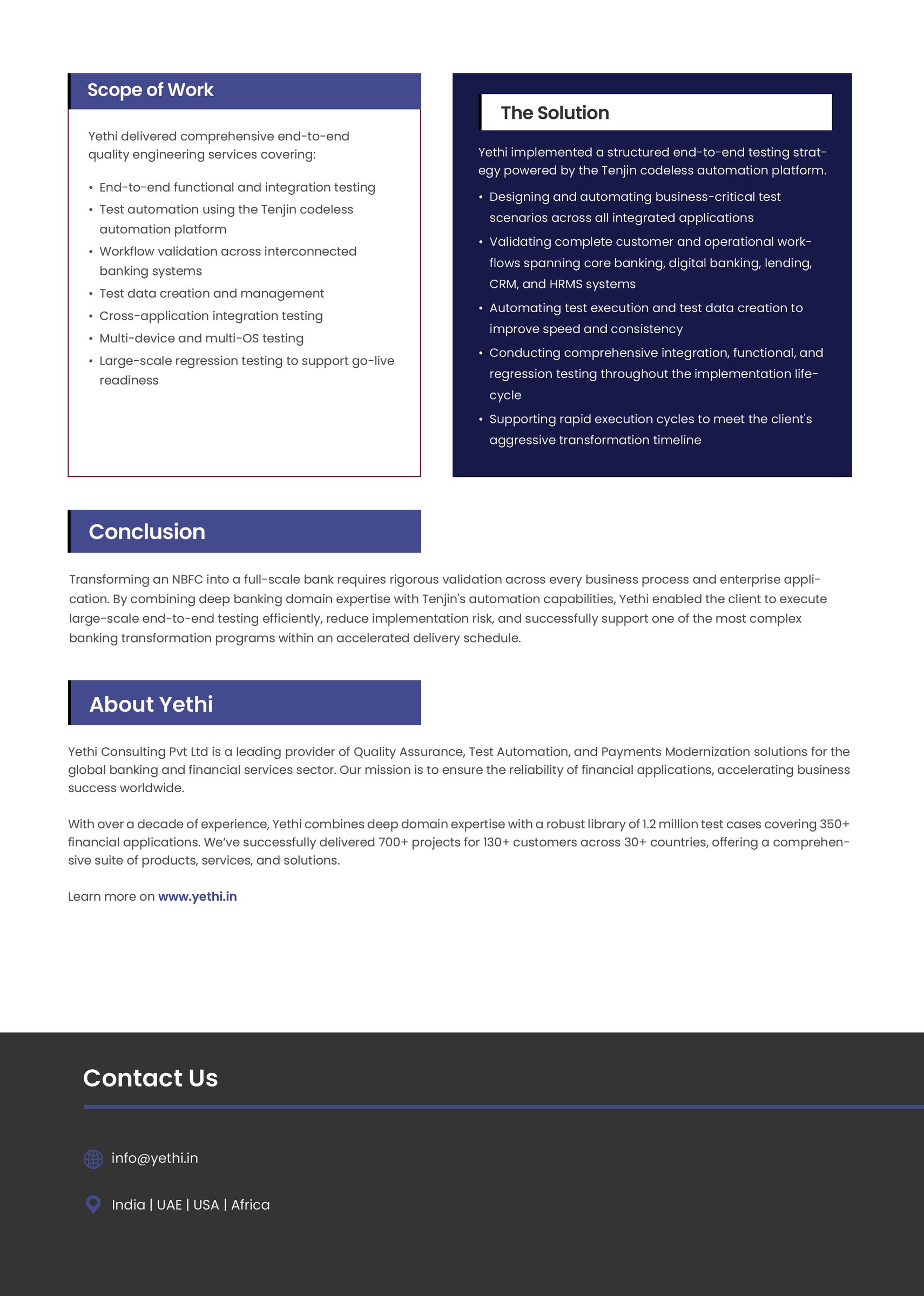 End-to-End Testing of an NBFC to Bank Conversion – FLEXCUBE UBS, OBDX, LOS, CRM and HRMS Systems - page 2