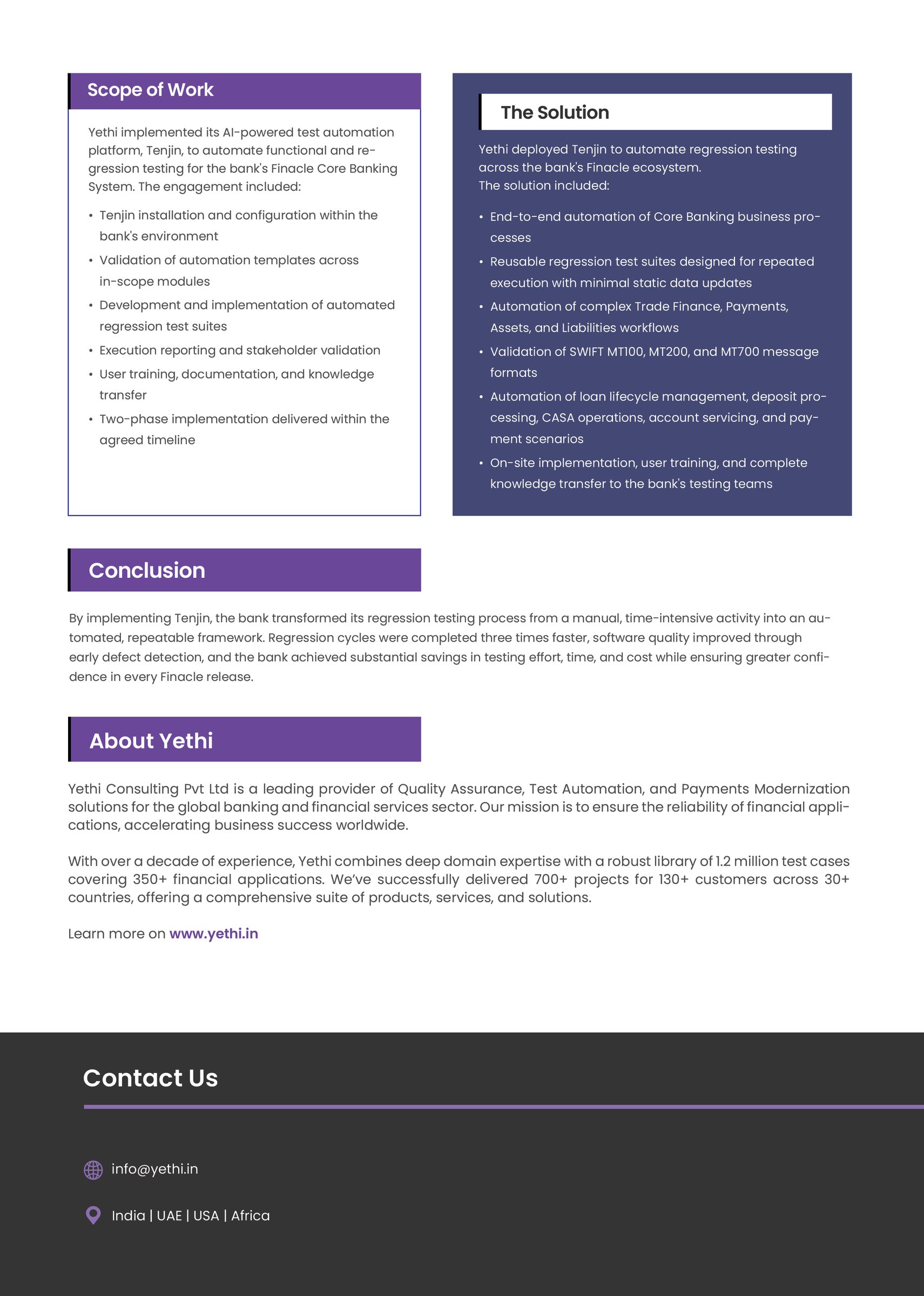 Test Automation Solutions for China Operations of a Leading European Bank Using Tenjin - page 2